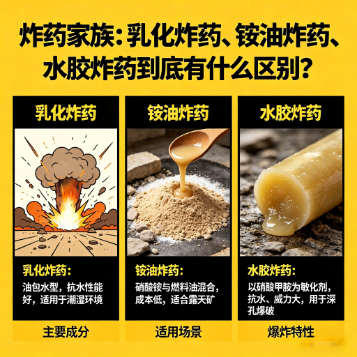 虎丘炸药家族：乳化炸药、铵油炸药、水胶炸药到底有什么区别？